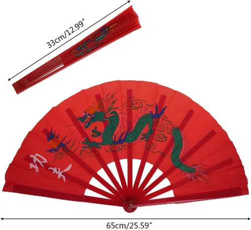 Miniatura 2 de Forgun Ventilador chino de Kung Fu Tai Chi Artes Marciales Dragón Fénix Plástico Abanicos Plegables Arte Danza Regalo