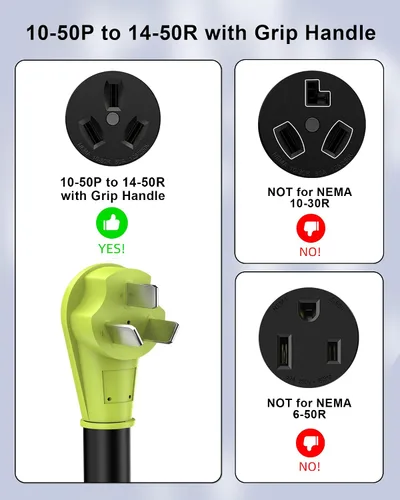 Miniatura 6 de Convertidor de adaptador de enchufe de secadora/horno/estufa, 6AWG 50A, 1.6 pies, 4 clavijas a 3 clavijas, cable NEMA 10-50P a 14-50R STW 3/C