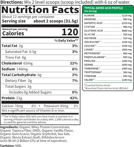 Miniatura 6 de Suplemento Dietario deportivo Garden of Life: Polvo de proteína de suero de leche, obtenido de ganado con alimentación de pastura certificada, 1, 1