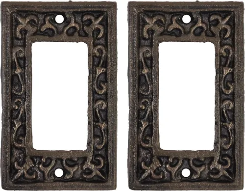 Miniatura 15 de Lulu Decor, Fleur De Lis - Placa de enchufe de hierro fundido en acabado marrón rústico antiguo