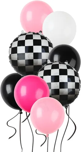 Miniatura 9 de Paquete de Globos de Coche de Carreras Globos a Cuadros Azules y Negros de Látex para Niños Un Feliz Primero, Segundo, Vintage, Dos, Rápidos, Un