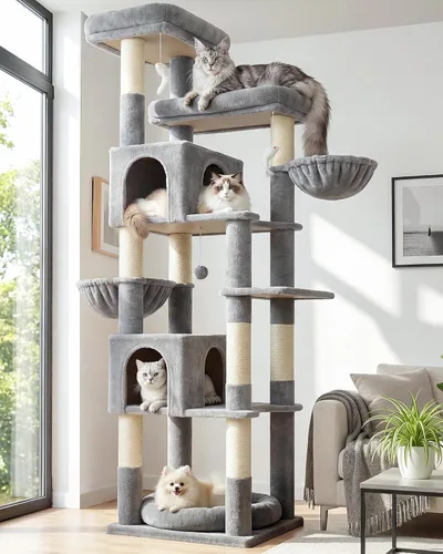 Miniatura 10 de Globlazer Heavy Duty Cat Tree, 81 inch Extra Large Gothic Cat Tree for Indoor Cats Large Adult, Sturdy Goth Cat Tower with 8 Scratching Post, 2 Cat