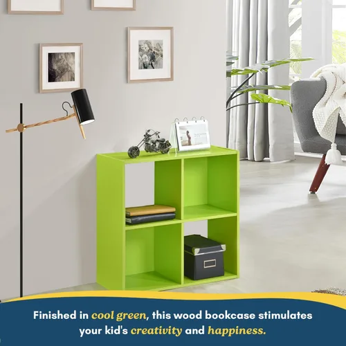 Miniatura 5 de Kings Brand Jermine - Organizador de almacenamiento de 4 cubos, 2 estantes abiertos y 2 cerrados de madera para dormitorio, sala de juegos, escuela