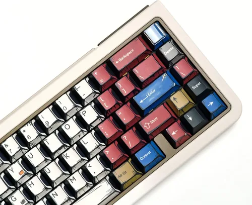PBT - Teclas de manga japonesa, estilo anime, 141 teclas, perfil, color cereza, sub retro, teclas para teclado mecánico (mezcla de colores)