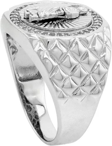 Miniatura 3 de Anillo redondo de plata de ley de 0.4in con circonio cúbico para hombre, talla 39 13