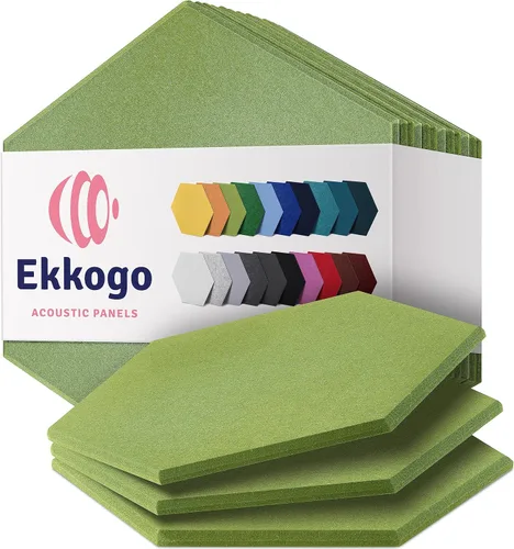 Miniatura 106 de Paneles insonorizantes de alta densidad para pared, forma hexagonal, paquete de 12 unidades de 14" x 12.1" x 0.4", color azul mezclilla Azul denim