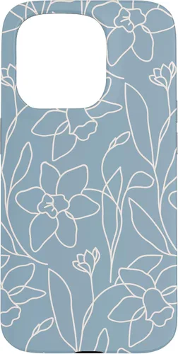 Miniatura 14 de Poppy Flower Line Art Modern Leaves Boho Light Blue Case for iPhone 17