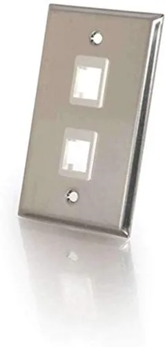 Miniatura 33 de C2G 03721 Placa de pared Keystone de dos puertos, color blanco