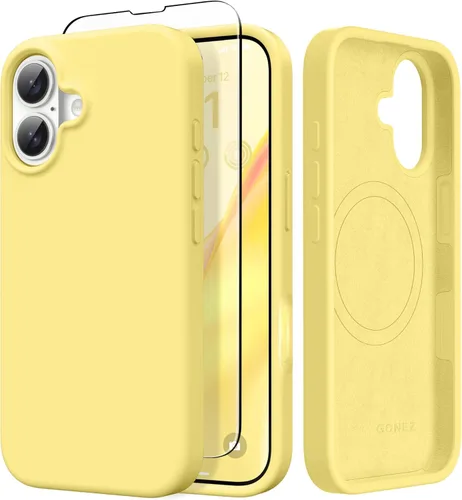 Miniatura 255 de GONEZ Funda de silicona para iPhone 14 Pro Max, compatible con MagSafe, con protector de pantalla + protector de lente de cámara, silicona líquida a