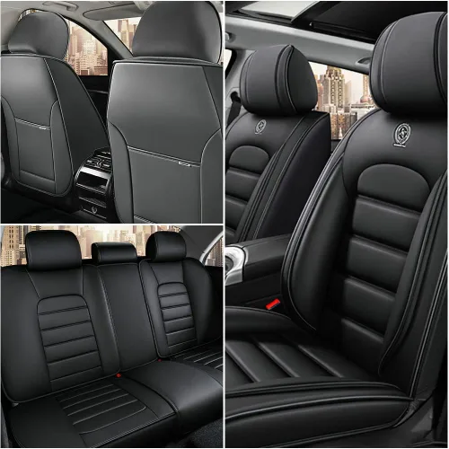 Miniatura 2 de Fundas de asiento de automóvil para Chevrolet Tracker 1999-2003, impermeables, suaves, transpirables, de piel sintética, con bolsillos de Negro