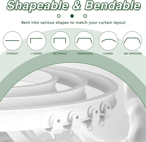 Miniatura 2 de XCK Riel de cortina flexible para techo, montable, cortable, 10 pies, curvado, recortable, riel flexible para cortinas de techo, plegable, riel