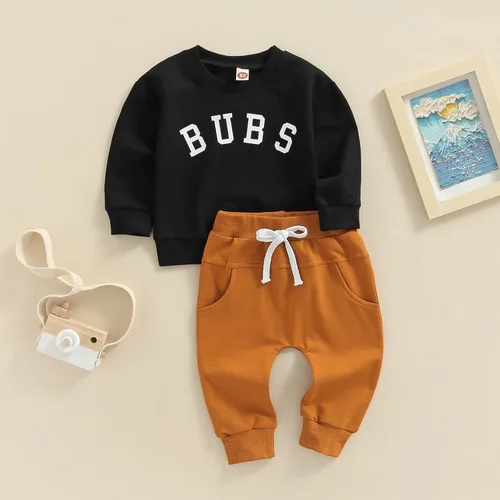 Miniatura 58 de Ropa de bebé niño 3 6 9 12 18 24M 3T Conjunto de pantalones con capucha patchwork sudadera con capucha pantalones de rayas traje de otoño invierno