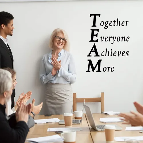 Miniatura 4 de 2 hojas de calcomanías motivacionales para pared, calcomanías de vinilo con citas inspiradoras, juntos todos logran más, para oficina, refranes