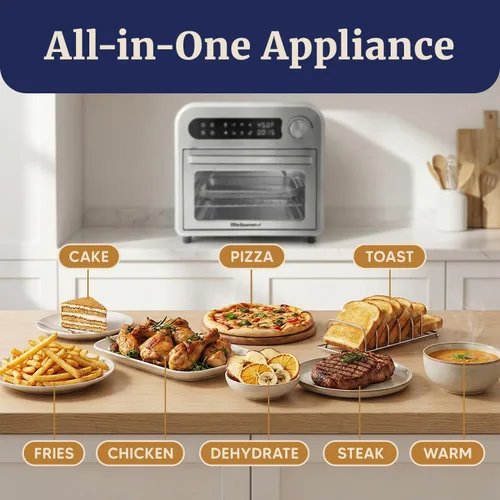 Miniatura 6 de Elite Gourmet EAF1010D Horno programable de encimera de convección con freidora de aire de 10 L, 8 ajustes de menú, controles de temperatura +