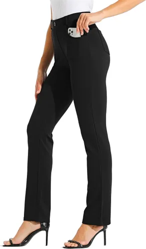 Willit - Pantalones de vestir de yoga para mujer, 2931 pulgadas, pierna recta, elásticos, para oficina, casual, yoga, trabajo, pantalones