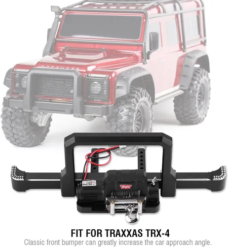 Miniatura 2 de Parachoques delantero de coche RC con cabrestante, pieza de actualización de aleación de aluminio resistente para accesorios de orugas Axial SCX10 II