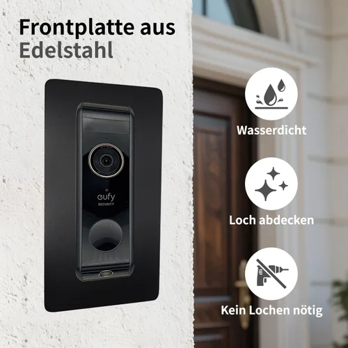 Miniatura 3 de Placa frontal de acero inoxidable, accesorios para UE - timbre de video - Fy/Video Doorbell, E340, 2K HD, S330, C30, C31, delgado, soporte, placa