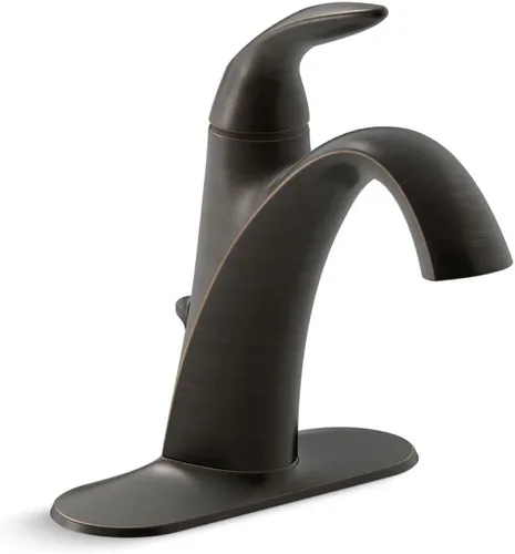 KOHLER Alteo K-45800-4-2BZ - Grifo de baño de un solo mango o centro con montaje de drenaje de metal en bronce aceitado