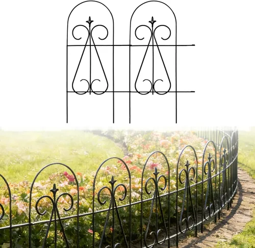 Miniatura 9 de Valla de jardín decorativa negra de 32 pulgadas x 20 pies (16 paneles), valla de borde plegable, valla de alambre plegable decorativa, barrera