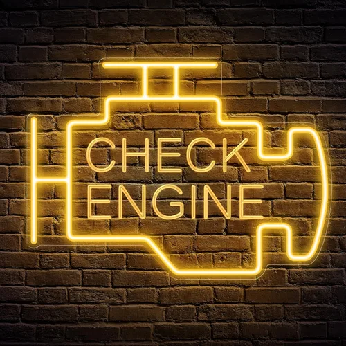 Kavaas Letrero de neón Check Engine, señal LED para decoración de garaje y cuarto de autos | Letrero de neón Check Engine para decoración de garaje,