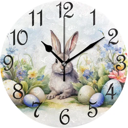 Miniatura 11 de Reloj de pared rústico retro con puerta de granero de madera, marrón, azul, funciona con pilas, silencioso, sin tictac, 10 pulgadas, reloj de mesa