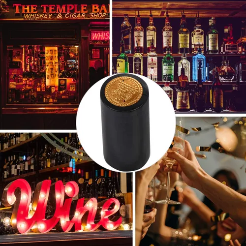 Miniatura 8 de 100 tapas de sellado de película termorretráctil negras para botellas de vino, envoltura retráctil, sello de botella de vino, papel de aluminio