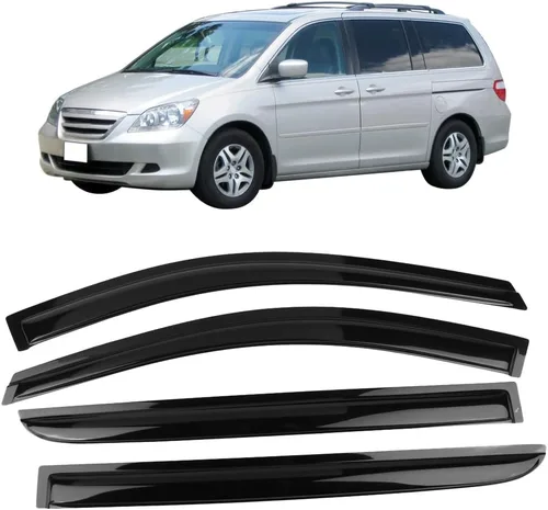 Visera de ventana compatible con Honda Odyssey 2005-2007, cubierta protectora de sol y lluvia de acrílico negro estilo delgado de IKON MOTORSPORTS,