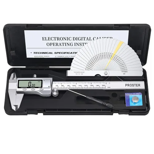 Miniatura 7 de Proster Calibrador Vernier digital de 6 pulgadas, 5.906 in, fracción de pinza electrónica, pinza métrica para longitud, ancho, profundidad, diámetro