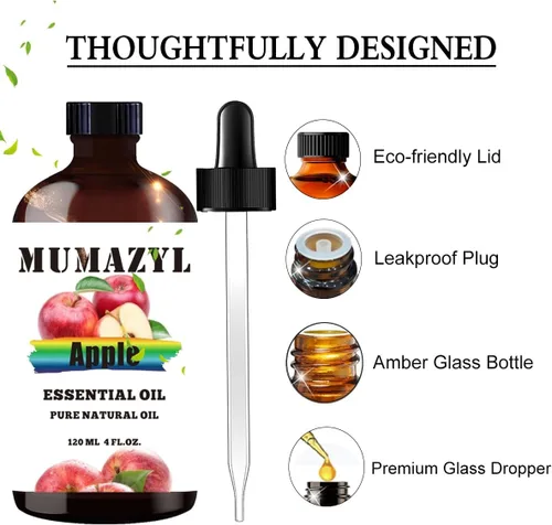 Miniatura 3 de Aceite esencial de manzana, aceite de manzana 4 onzas líquidas 120ML para difusor, humidificador, yoga, limpieza, bricolaje, velas, fabricación