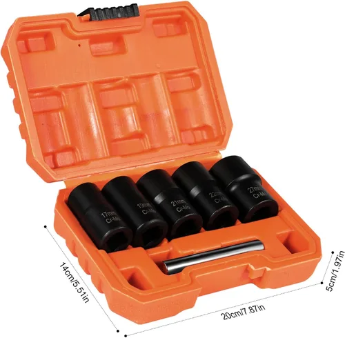 Miniatura 5 de XEWEA Juego de dados giratorios con barra de perforación central, 6 herramientas de extracción de tuercas métricas de 1/2 pulgada para tornillos 6
