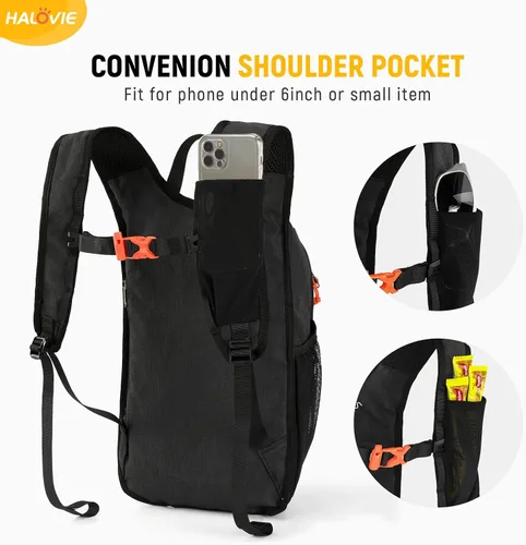 Miniatura 2 de HALOVIE Mochila de Senderismo Plegable de 15L Bolsillo para Teléfono Mochila de Día de Viaje Ligera para el Hombro con Correa para el Pecho Mochila