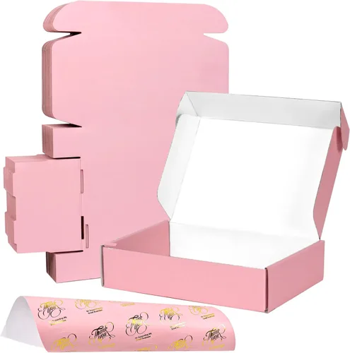 Miniatura 17 de Paquete de 30 cajas de envío pequeñas de 6 x 4 x 1.6 pulgadas, cajas de cartón corrugado rosa para embalaje, envío y correo para pequeñas empresas
