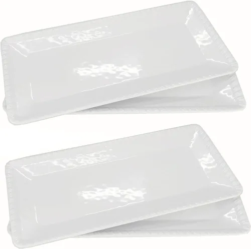 Miniatura 8 de KX-WARE Juego de 2 bandejas de melamina de 17 pulgadas, color blanco y rectangular, 100% melamina, aptas para lavavajillas, sin BPA