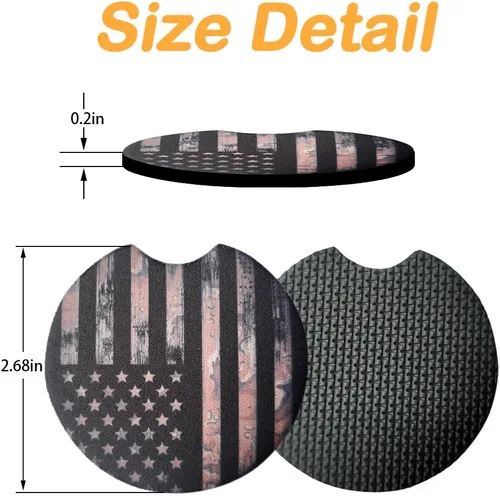 Miniatura 2 de Posavasos de coche Osilly para bebidas, 2 unidades absorbentes con diseño de camuflaje y bandera de EE. UU. para mujeres y hombres, inserto