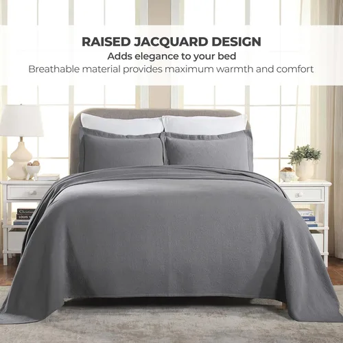 Miniatura 4 de Superior colcha de una plaza de jacquard y matelasse 100 % algodón de alta calidad, turquesa, individual, gris, gemelo