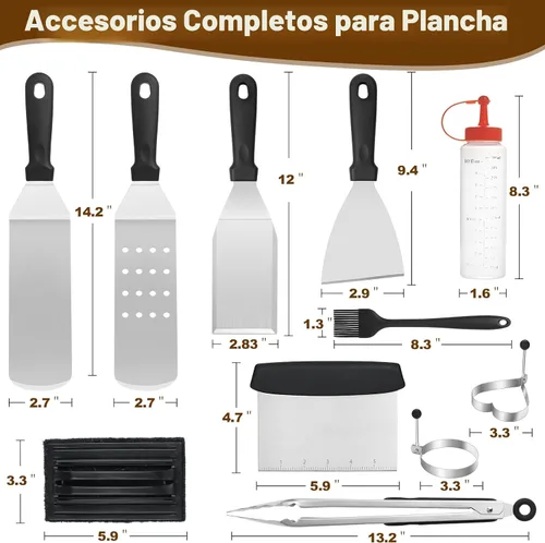Miniatura 2 de Juego de 14 piezas de accesorios para parrilla, juego de accesorios para parrilla de parte superior plana para Blackstone y Camp Chef, juego