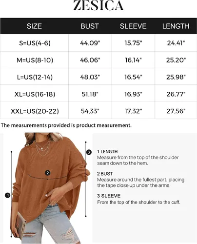 Miniatura 6 de ZESICA Women's 2024 Fall Casual Long Sleeve Crew Neck Side Slit Oversized Ribbed Knit Pullover Sweater Tops