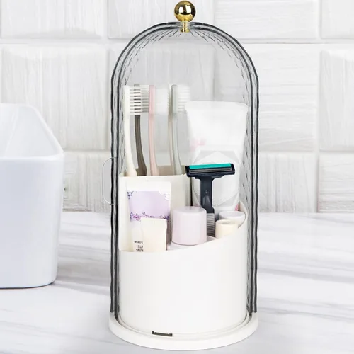 Miniatura 8 de QIYVLOS Portacepillos de dientes con tapa deslizante, organizador giratorio de 3 ranuras para baño, encimera, soporte para pasta de dientes