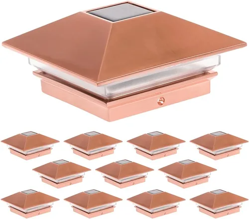 Miniatura 7 de Postes solares GreenLighting Nominal 4 x 4 Slim LED, lámpara con remate para postes de madera, Bronce