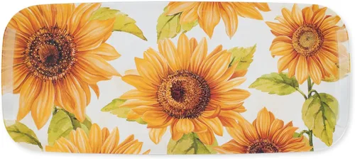 Miniatura 5 de UP ware - Bandeja de servir de melamina floral azul y blanca, bandeja rectangular de 15 x 6.5 pulgadas, bandeja de alimentos sin BPA