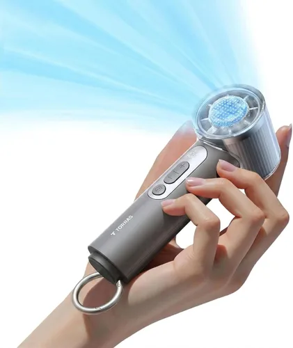 TORRAS COOLiFY iva - Ventilador de mano con enfriador de hielo, velocidad ajustable de 0 a 100, súper mini ventilador portátil potente de 5000 mAh
