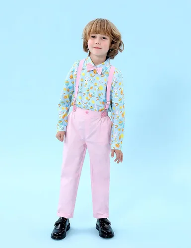 Miniatura 41 de A&J DESIGN Conjunto de ropa formal para niños pequeños con tirantes y tirantes