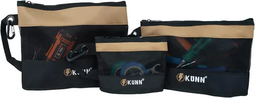 Miniatura 13 de KUNN Tool Bag Zipper Pouch 3 Pack - Heavy Duty Utility Tool Storage Organizer with Carabiner for DIY,Electrician,Accessories and Travel Rojo