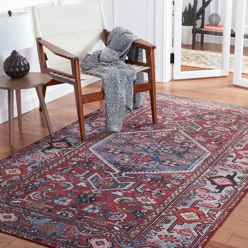 Miniatura 10 de SAFAVIEH Tucson Collection - Alfombra lavable de 2 pies 6 x 8 pies, resistente al óxido y azul, antideslizante, ideal para zonas de alto tráfico
