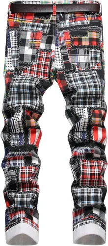 Miniatura 117 de Baylvn - Pantalones de mezclilla entallados y estampados para hombre con corte recto