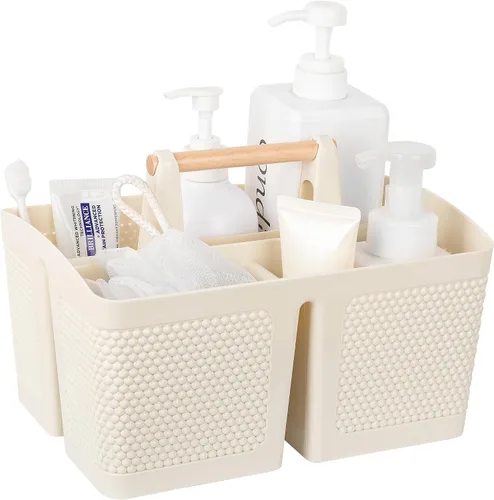 Miniatura 17 de rejomiik - Cesta portátil para ducha de plástico, organizador de limpieza con asa, organizador de almacenamiento portátil con asa para baño, Negro