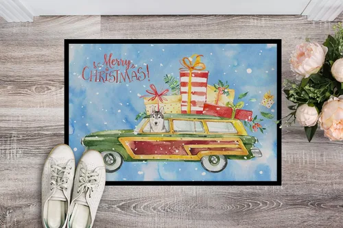 Miniatura 2 de Caroline's Treasures CK2424JMAT - Tapete para interiores o exteriores con diseño de husky siberiano de Feliz Navidad, 24 x 36 pulgadas, 36 pulgadas