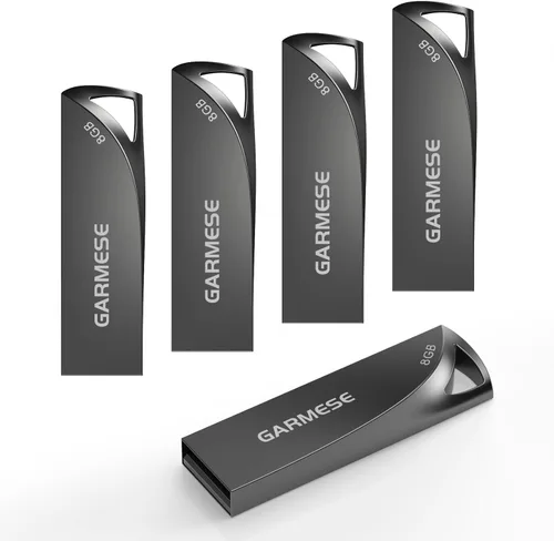 Paquete de 5 unidades flash USB de 8 GB, unidad de pulgar USB 2.0 impermeable de metal, memoria delgada y duradera con llavero para PC, laptop,