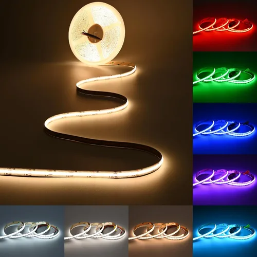 Miniatura 17 de JOYLIT Tira de luces LED COB RGBW de 32.8 pies, 24 V para interiores, RGB 3000 K, blanco cálido, 4 en 1, cinta LED sin puntos que cambia