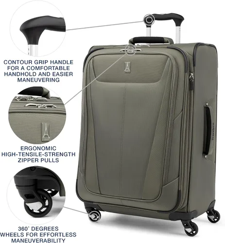 Miniatura 188 de Travelpro Maxlite 5 - Juego de 2 piezas de equipaje de mano de tela, expandibles con 4 ruedas giratorias, bolso blando para debajo del asiento, Negro